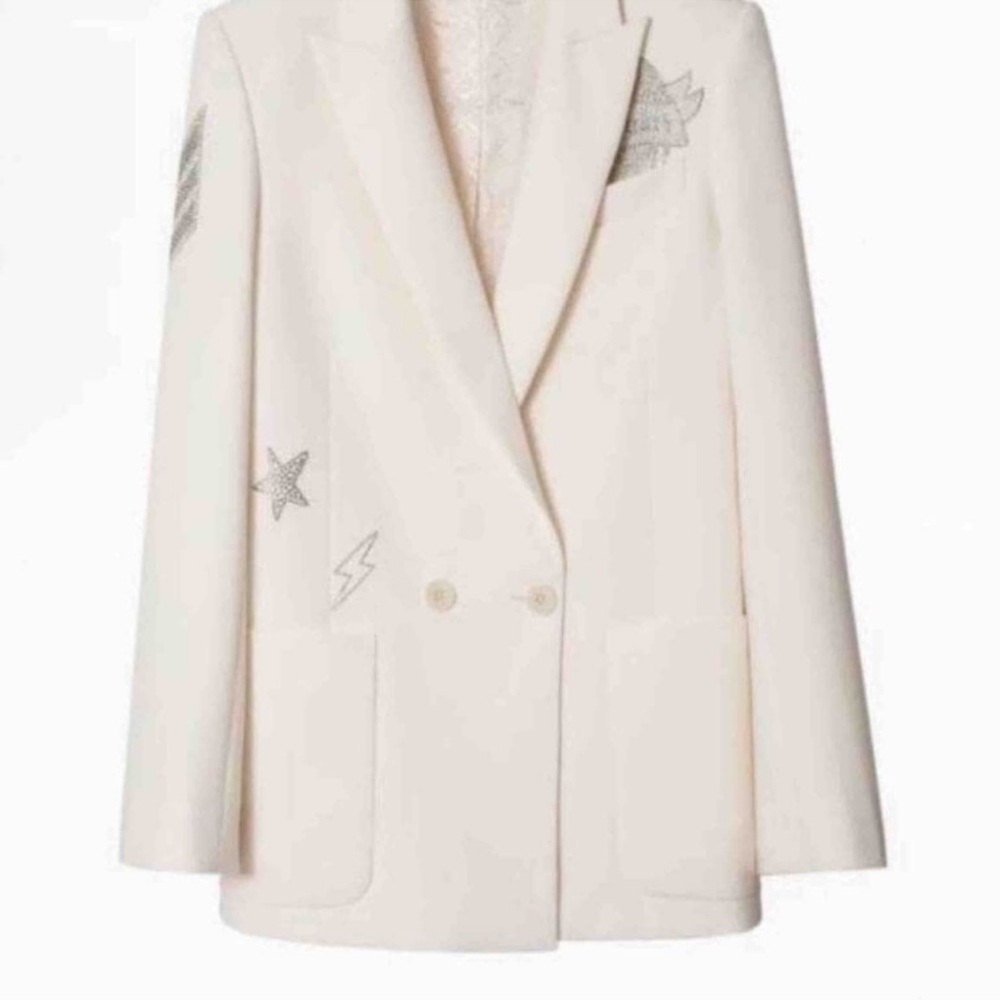 ZADIG & VOLTAIRE White Blazer with Embroidered Details